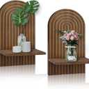 LIYAOLI Boho Shelves Bohemian Decorative,Vintage Wall Shelf Boho Chic Wall Decor for Living Room 2 Pieces 15 x 8.6 Inch Wooden Vintage Shelf Decor Hanging Shelves for Wall Mounted Candle Holder