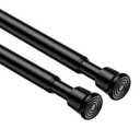 2 Pack Spring Tension Rods 28-43 Inches,5/8" Diameter Black Spring Load Adjustable Expandable,Small Short Tension Curtain Rod for Windows,Kitchen,Doorway,Bathroom,Cupboard Bars