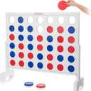 GoSports 3 Foot Width Giant Wooden 4 in a Row Game - Choose White or Dark Stain - Jumbo 4 Connect Family Fun with Coins, Case and Rules