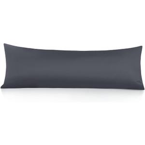 Leeden Body Pillow Cover, 100% Cotton, 800 Thread Count Pillowcase, Soft Breathable Long Pillow Case for Adults, Envelope Closure (Grey,21"x 54")