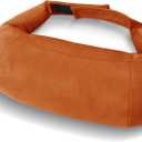 POKSRI 1P Car Neck Pillow for headrests, Suede Support Head Pillows for Driving, Plant-Based Polyester, 11.8x6inch Drive Vehicle Cushion Seats(Ochre Brown)