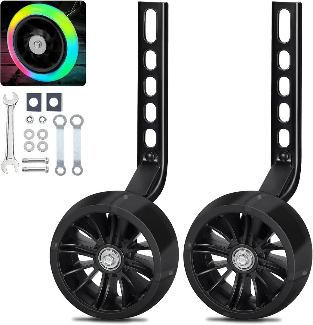 PRUNUS Flash BIKE Training Wheels for 12 14 16 18 20 Inch.Training Wheels for Kids Bike is Heavy Duty.Bicycle Training Wheel is Suitable Single Speed Bike