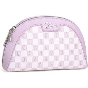 BOYATU Vegan Leather Cosmetic Bag: Refined Pattern Pouch with Built-In Tethered Pull-Out Mirror - Quick Touch-Ups Anywhere - Compact&Lightweight Easy to Carry(021-Purple)