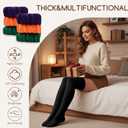 Buauty Women's Cable Knitted Boot Socks Extra Long Thigh High Winter Stockings Over Knee Leg Warmers (Black)