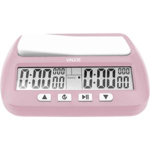 VINJOE Chess Clock Digital Chess Timer Professional for Board Games,Portable Digital Chess Clock & Game Timer with Basic,Bonus,Delay and Positive Time Features Best Gifts for Christmas (Pink)