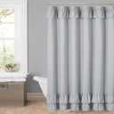 YOSTEV Light Grey Ruffle Shower Curtain Farmhouse Fabric Cloth Shower Curtains for Bathroom 72x84 inches (72"W x 84"L (Pack of 1))