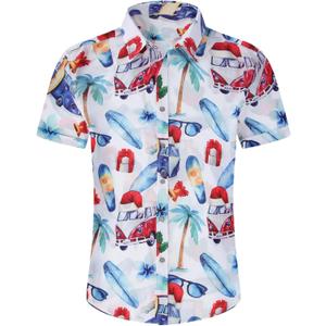 Men's Hawaiian Shirt Funky Blue Beach Printed Tropical Beach Shirt Casual Button Down Short Sleeve Floral Shirts Tops (XX-Large)