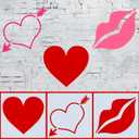 3 Pcs 18 x 18'' Valentines Large Heart Stencil for Painting on Wall Wood Stone Reusable Lips Heart Templates Love Stencils for Fabric Walls Paper Valentines Day Drawing Spraying Crafts