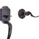 Amazon Basics Front Door Lock Set, Handleset with Shelby Lever, Level Door Handle, Exterior, Single Cylinder Packs, Oil Bronze, 1-Pack