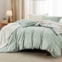 Bedsure Queen Comforter Set - Sage Green Bed Set, 3 Pieces Cute Floral Bedding, 1 Soft Reversible Botanical Flowers Comforter and 2 Pillow Shams