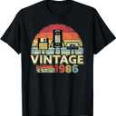 1986 Birthday Vintage T-Shirt Retro Vintage Tee T-Shirt, Size L