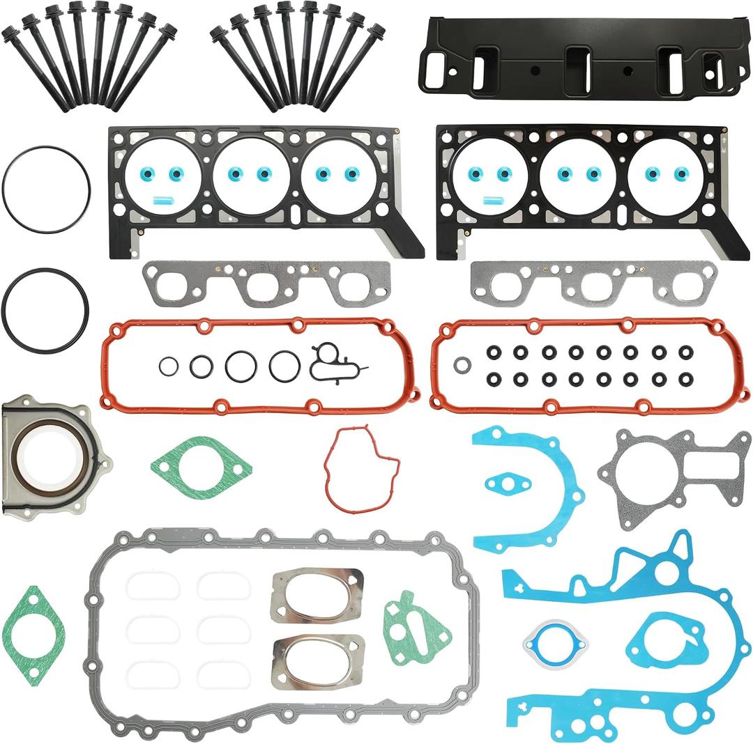 3.8 Full Head Gasket Set w/Cylinder Head Bolts Fit for Jeep Wrangler 3.8L 2007-2011 V6 OHV 12V VIN 1 HS26326PT MS92808 ES72163