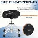 AKLOT Saddle Drum Throne, Disassemble Hydraulic Drum Throne with Drum Stick Drum Pad, Heavy Duty Drum Seat, Height Adjustable Suede Drum Chair, Motorcycle Style Drum Stool for Adults Drummers Black, 25.68 inches x 16.92 inches