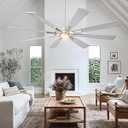 BOOSANT 72 Inch Large Ceiling Fans, Outdoor/ Indoor Modern Ceiling Fan for Patio Bedroom, 6 Speed Reversible Quiet DC Motor, Dual Finish 8 Blades, Brushed Nickle