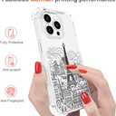 Hungo Compatible for iPhone 16 Pro Max Case, Thin Slim Cute Girly Skin Cases Protector with Airbag Bumper for Women Girls (Clear Eiffel Tower Paris)