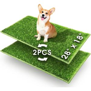 Hompet Dog Grass Pads, Puppy Turf Potty Training Pads, Artificial Turf for Dog Systems Replacement Grass Mats, Easy to Clean with Fast Drain Holes, Indoor/Outdoor Garden Lawn Patio Balcony 28"18"