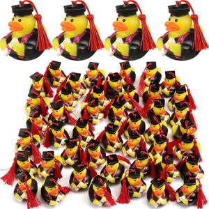 Lewtemi 24 Pcs Red Graduation Diploma Rubber Ducks 2026 Grad Rubber Duck Graduation Duck Bulk Cake Topper for Student Bathtub Swimming Pool Theme Party Favors, 2.5 x 2.5 x 2 Inch