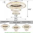 32"W Modern Chandeliers Living Room Light Crystal Flat Mounted Ceiling Lights Dining Room Light Bedroom Ceiling Drop Lighting Fixture Remote Dimmable Lights Bright Light with Dimming Night Light LED