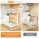 PXRACK 2 Pack Under Sink Organizer, Adjustable Height, 2 Tier Pull Out Under Cabinet Organizer, Slide Out Thickened Metal Under Sink Storage for Kitchen Bathroom Laundry Cabinet Pantry, White