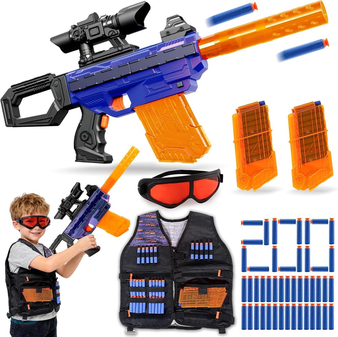 Toy Guns for Kids Ages 8-12, Electric Toy Sniper Rifle, Realistic Automatic Foam Sniper with Scope Tactical Vest Kit, Shooting Game Toys Ideal Birthday for Boys