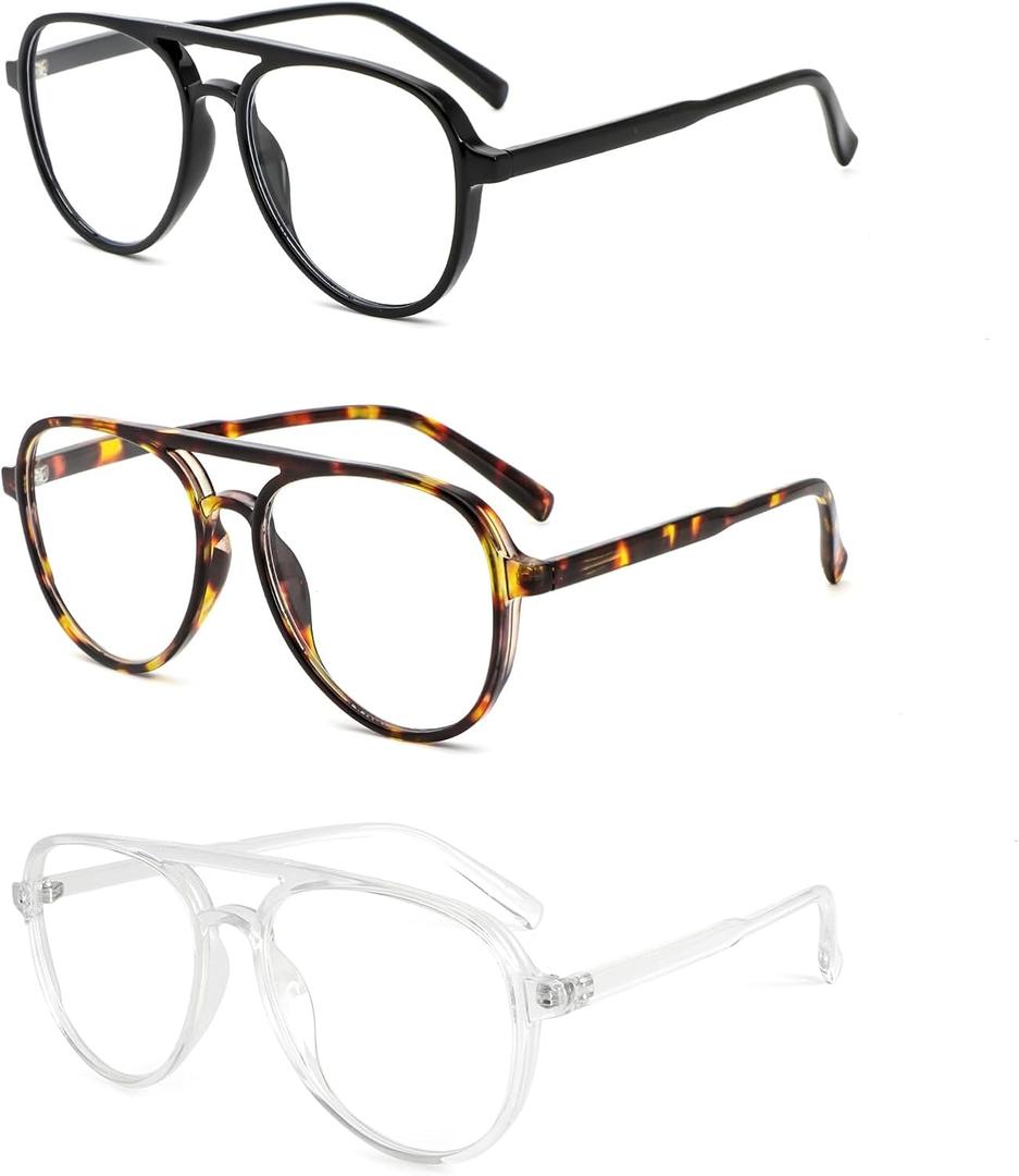 DXYXYO Retro Aviator Reading Glasses for Women, Mens Lightweight Blue Light Blocking Computer Readers (Black+brown Leopard+clear)