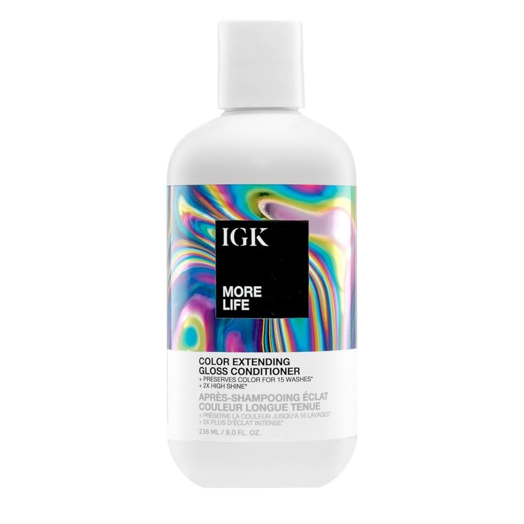 IGK MORE LIFE Color Extending Conditioner | Extends Color While Boosting Gloss and Softness | Helps Protect Color-Treated Hair from Fade (8 Fl Oz (Pack of 1))
