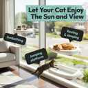 Cordless Cat Window Perch, Foldable Cat Window Hammock, 4 Strong Suction Cups, Solid Metal Frame, Patented Hook Design, Cushion White, L