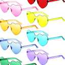 Frienda 8 Pairs Heart Shaped Sunglasses for Women Rimless Heart Glasses Candy Color Sunglasses for Party Favor