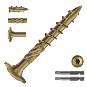 #14 x 2 Inch Lag Screws (124Pcs) 2lb. Structural Wood Screw, Bronze, Carbon Steel, Washer Head, Rust Resistant epoxy Coated, T30 Star Bit