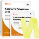 Carbou Medical Xeroform Petrolatum Dressing 1"x8", 50 Individual Pack, Non-Adherent Gauze Pads, Soft Fine Mesh Gauze Patch for Wound Care, Burns, Lacerations, Skin Grafts & Surgical Incisions