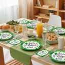 50Pcs St. Patrick's Day Oval Paper Plates and Napkins Set Serve 25 - 10" x 12.5" Large Disposable Green Paper Plates and 6.5'' Napkins with Lucky Shamrock for Irish Party Supplies Themed Tableware Set