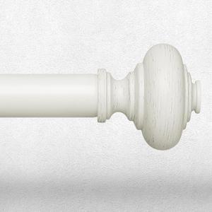Antique White Curtain Rods for Windows 48 to 84 Inch, Decorative Heavy Duty Single-Side Adjustable 1'' Diameter Off White Drapery Rod, Vintage Rustic Metal Curtain Pole for Farmhouse