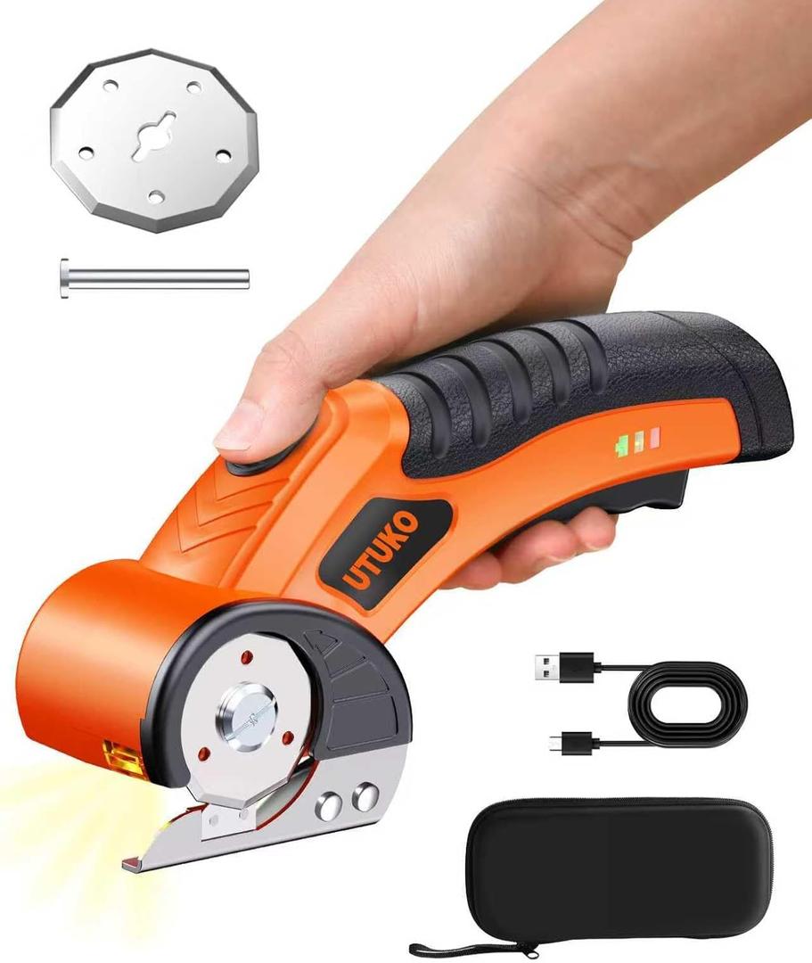 Electric Scissors, Cardboard Cutter, With LED Light, High-Efficiency Brushless Motor, 3500mAh Battery, Tungsten Steel Blade, Suitable for Cloth, Cardboard, Leather, Carpet
