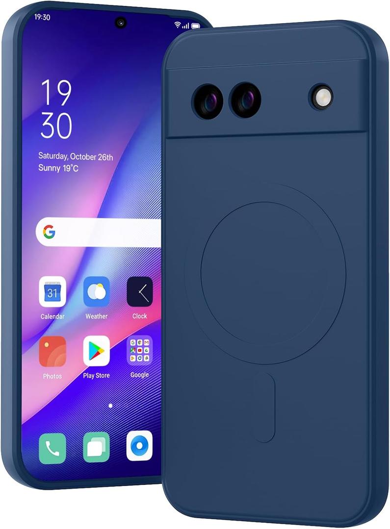 for Google Pixel 8A Case Magnetic,Wireless Charging,Slim Soft TPU Silicone Cover Phone Case for Google Pixel 8A,Blue,MUS-MFCX-09-02