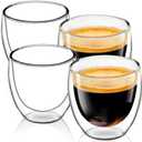 Espresso Cups Set of 4, 5 OZ Expresso Shots Glass Cup, Double Walled Glass Coffee Mugs, Espresso Machine Accessories,Insulated Clear Espresso Shot Glasses Cups,Water Won't Enter Between Double Walls