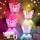 LOFTEK Rechargeable Motion Sensor Light, 2 Color Modes, Dimmable RGB Ambient Lighting, Cute Butterfly Light for Kid's Bedroom, Bathroom, Hallway, Tent & Stairs - Ideal Home Decor & Gift, Pink of 4