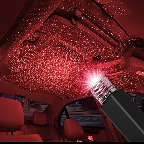 LEDCARE USB Star Projector Night Light, Portable Adjustable Romantic Interior Car Roof Lights, Portable Star Lamp Projector Decorations for Car, Ceiling, Bedroom (Red)