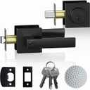 JO.KO Keyed Entry Door Handle and Single Cylinder Deadbolt Door Locks,Matte Black Front Door Handle and Deadbolt Set,Heavy Duty Exterior Door Lever for Office and Home 1 Key 1 Combo