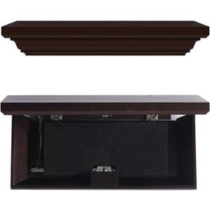 Concealment Gun Shelf with Hidden Trap Door with RFID Lock, Floating Wall Mounted Shelf for Gun Storage for Living Room or Bedroom, Espresso