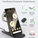Upgraded 3 in 1 Wireless Charger for Google Pixel Watch 3/2, for Pixel 10 9/Pro/Pro XL/Fold,Buds Pro 2/Pro,Fitbit Versa 4/3,Wireless Charging Station for Multiple Devices (Not for Google Watch 4/1)
