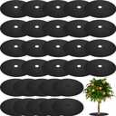30 Pieces 20.5 Inch Weed Barrier Mats Non Woven Tree Mulch Ring Thickened Tree Protectors Mat Black Mulch Reusable Tree Rings Landscaping Plant Cover Round Anti Grass Gardening Fabric Cover