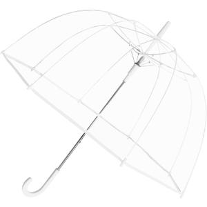 The Weather Station Adult Clear Bubble Rain Umbrella with Dome Canopy and Lightweight Wind and Rain Protection