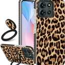 Boaretiu for Motorola Moto G 2025 Case - with Stand Cute Kawaii Fashion 360 Rotate Ring Holder Kickstand Leopard for Women Girls Boys Teens Girly Case for Moto G 2025