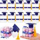 Qunclay 12 Pcs 2026 Graduation Party Favors, Graduation Cap Gift Boxes Centerpiece Class of 2026 Small Treat Chocolate Candy Souvenirs Box with Tassel for Ceremony Party Favor(Blue)