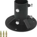 2" Base Flange,Chain Link Fence Pole Floor Flange, Heavy Solid Fence Post Concrete Mount for Holding The Fence/Mailbox/Flag Round Posts, Bolts/Side Screws are Included (2 Inch)