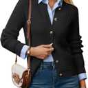 GRACE KARIN Knit Cardigan Sweaters for Women Long Sleeve Ribbed Button Up Sweater 2026 Spring Casual Jacket (Black, L)