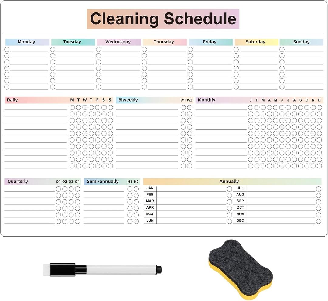 Cleaning Checklist Dry Erase Magnetic Whiteboard for Refrigerator,Daily Weekly and Monthly Checklist Planner and Household Chore-Cleaning Schedules and Checklists (Style New)
