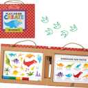 Melissa & Doug Natural Play: Play, Draw, Create Dinosaurs, Drawing Activity Set & Magnet Kit - Reusable Mess-Free Travel Activity Toy for Ages 3+(41 Magnets, 5 Dry-Erase Markers)