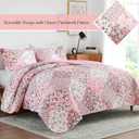 Whale Flotilla Patchwork Quilts Queen Size, Extra Soft Boho Floral Bedspreads for Bed Reversible Lightweight Full Queen Quilt Bedding Set Printed Coverlets with 2 Pillow Shams for All Seasons, Pink