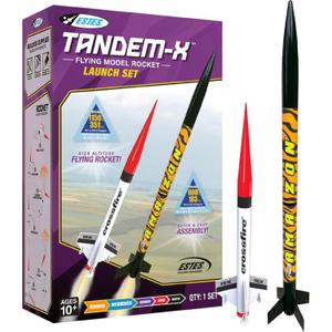 Estes 1469 Tandem X Rocket-Building Kit, Beginner Flying-Rocket Model Kit for Ages 10+, Includes Launch Pad and Controller